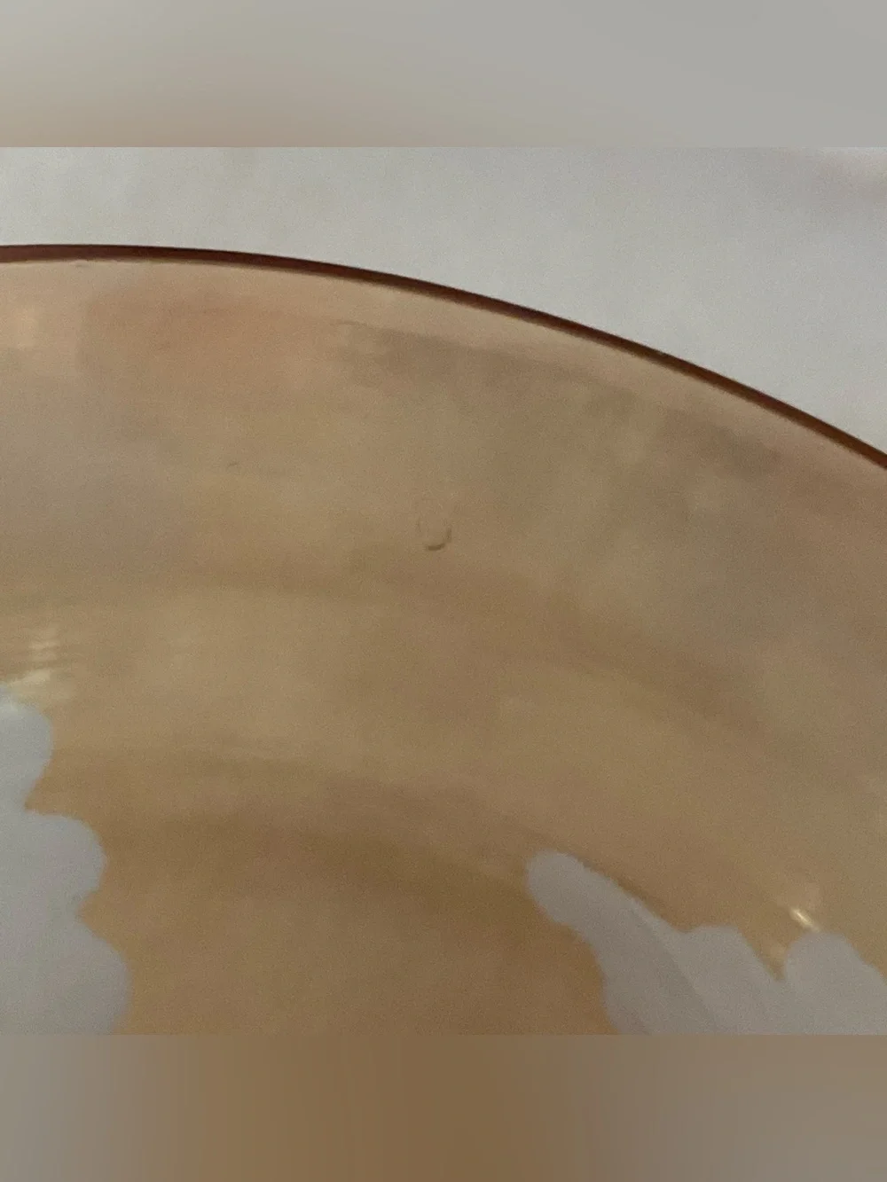 Vintage Iridescent Peachy Orange Etched Leaf Amber Glass Vase or Candle Holder